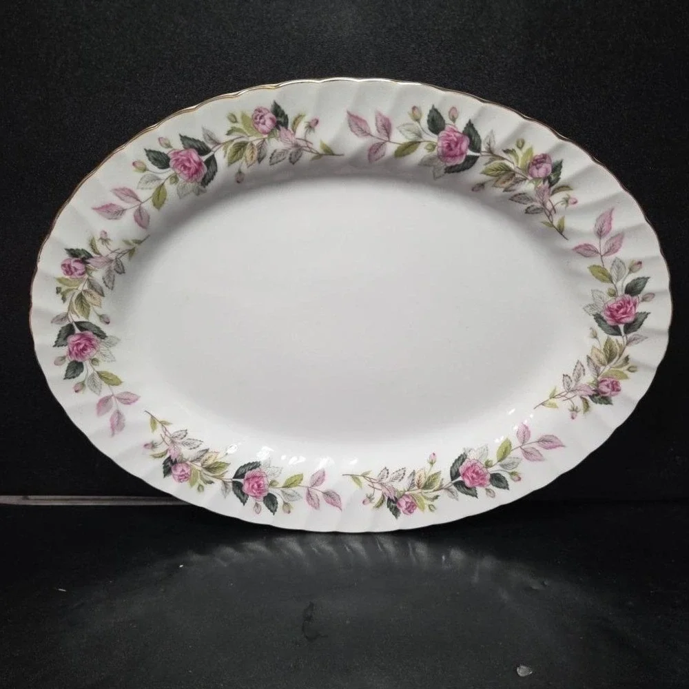 Creative Fine China Regency Rose Oval Platter #2345, Vintage Floral Servingware‎